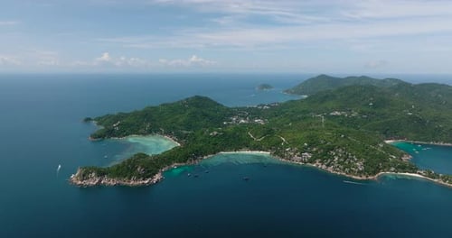 Island Coastline Surrounded By Turquoise Water Koh Tao Thailand