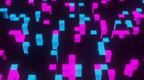 Cyan And Pink Hypnotic Abstract Squares Background Vj Loop In 4K