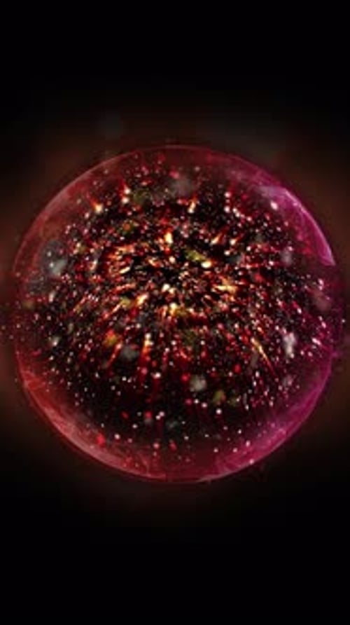Abstract Glowing Orb with Dynamic Particle Bursts