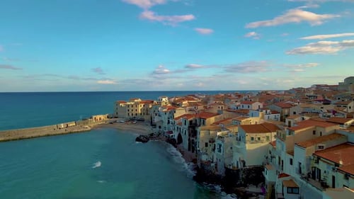 Cefalu Sicily Sunset at the Beach of Cefalu Sicilia Italy