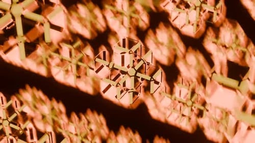 Render 3D de geometría abstracta, fondo de introducción, brillo y rotación en negro