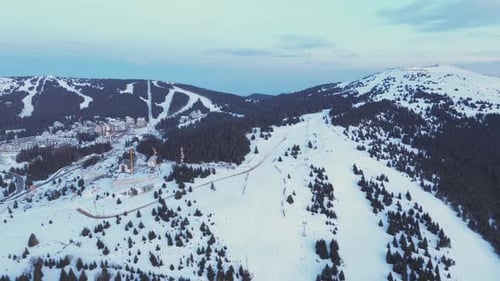 Travel and Winter Adventure Concept Aerial View of the Ski Resort Kopaonik National Park Winter