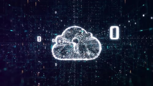 Secure Cloud Computing Animated Background with Digital Data