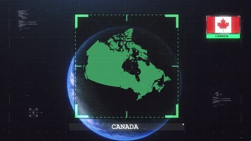 Canada Flag And Map Glitch Hud 4K