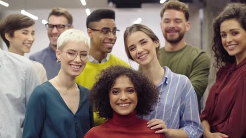 Portrait of Successful Group of Business People at Modern Office. Happy Businessmen