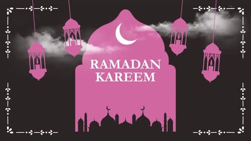 Animation animée de salutation de Ramadan Kareem. Magnifique design de mosquée islamique 4K V2