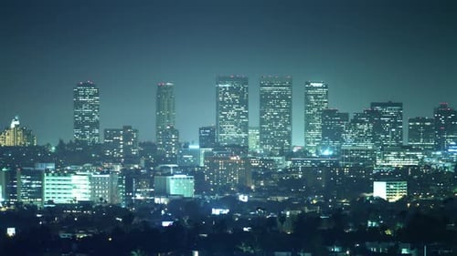 City Skyline Night View of Los Angeles