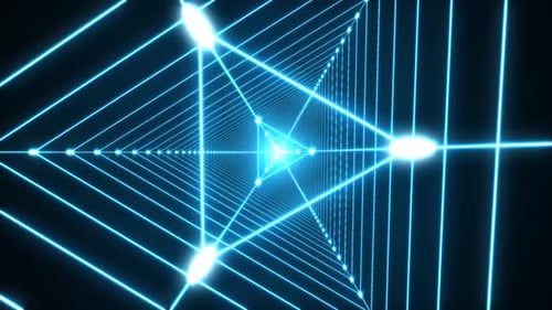 Dynamic neon tunnel animation, endless journey, futuristic digital space