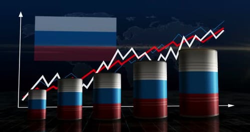 Russia oil crude petroleum fuel barrels on chart