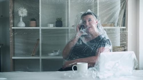 Self Isolation Social Anxiety Office Worker Phone