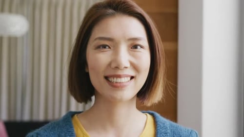 Smiling Woman Laughing in a Close Up Shot