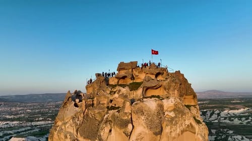 Awesome Aerial View of Uchisar 4 K Turkey Cappadocia