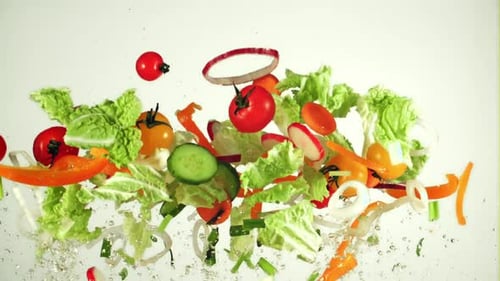 Fresh Vegetables and Lettuce Floating in Air