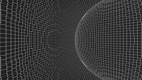 Bola de píxeles blanca y negra dentro del fondo Vj Loop en HD