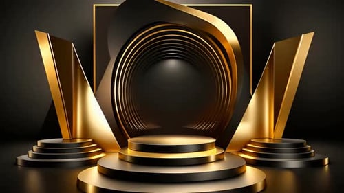 Elegant Golden and Black Modern Stage Background
