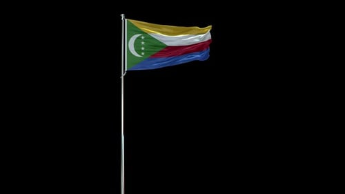 Seamless Comoros Flag Waving on Black Background