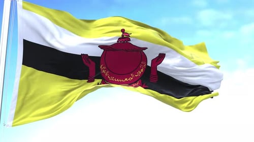 Brunei National Flag Waving in Realistic 3D Animation