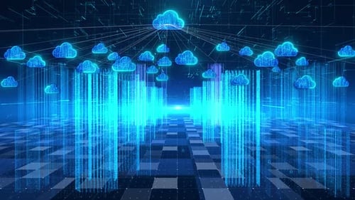 Concept de technologie urbaine holographique basée sur le cloud computing et les particules
