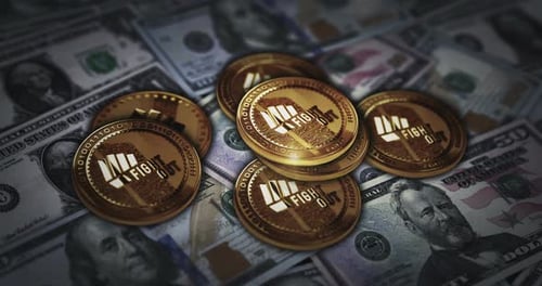 Fight Out Crypto FGHT, pièce de cryptomonnaie contre des billets en dollars