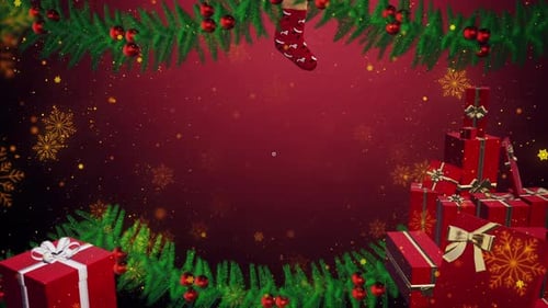Christmas Celebration Loop with Animated Gifts and Snowflakes