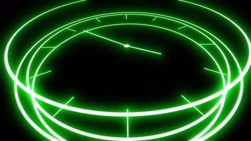 3D Glühende grüne Uhr