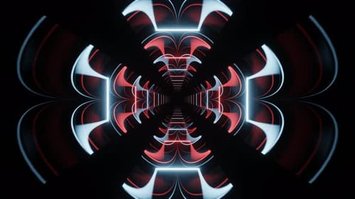 Éclairage bleu et rouge, fond de tunnel de trèfle à néon, boucle Vj en 4K