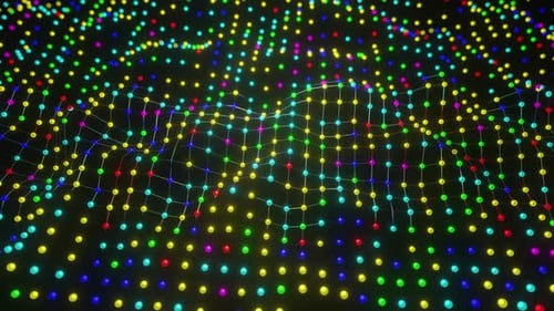 Colorful Mesh With Glowing Nodes Rotating Technology Futuristic Abstract Background 3d render
