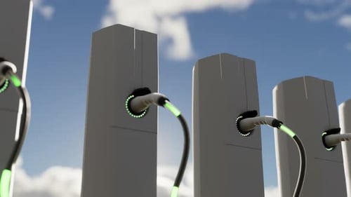 Realistic 3d rendering of Charging at electric charge station
