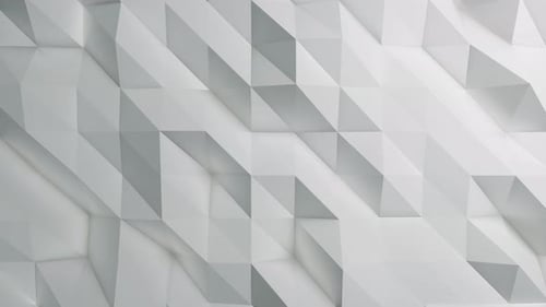 Abstract white triangle low polygon pattern. Looping animation background 4K