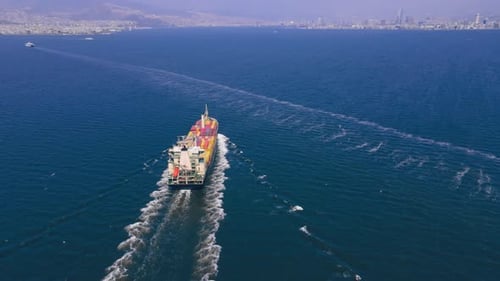 Cargo Container Ship Sailing on the Ocean
