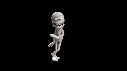 Funny Cartoon Mummy Character Dancing Happy Loop Animation