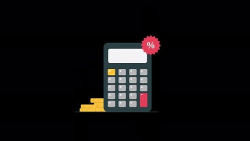 Animated Calculator with Percentage Discount. Financial Calculation Concept Video - Transparent