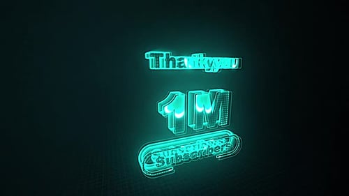 Neon Thank You 1M Subscribers Title Animation