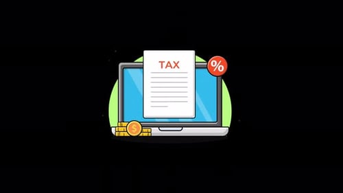 Flat Design Animation of Online Tax Form on Laptop