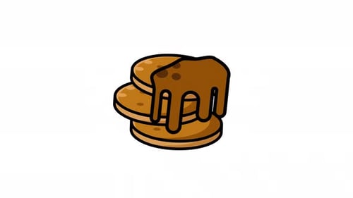 Animated Minimalist Pancake Stack with Dripping Syrup