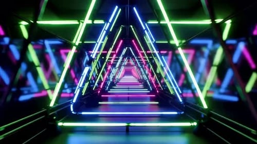 Futuristic Neon Triangle Tunnel Loop