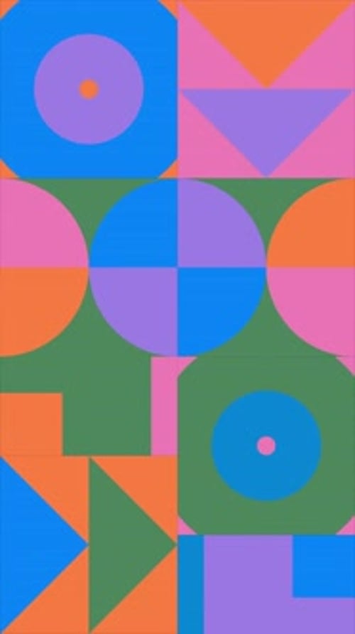 Vertica Animated Geometric Loop Pattern Resolution Geometric Motion Design in Green Pink Yellow