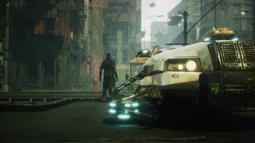 A metropolis with flying cars