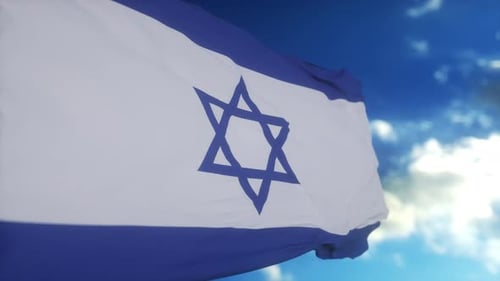 Realistic Waving Flag of Israel with Star of David