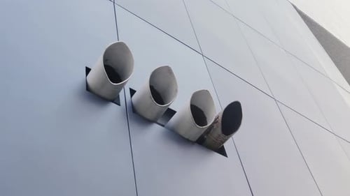 Pipe duct outside modern office for ventilation