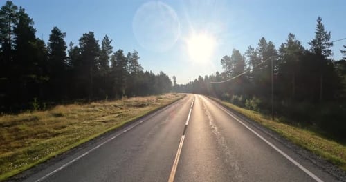 Vehicle point-of-view Driving a Car on a Road in Norway