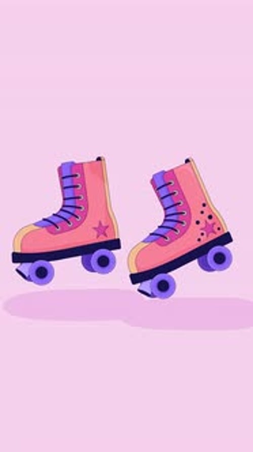 Cheerful 80s roller skates in motion lofi vertical animation