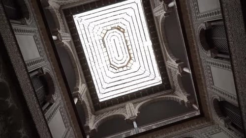 Ornate Interior Architecture with Glass Ceiling