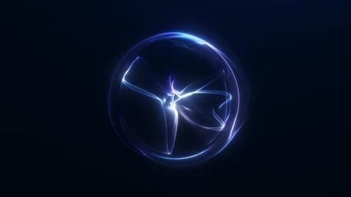 Blue energy vortex circle with rotating plasma waves and luminous motion