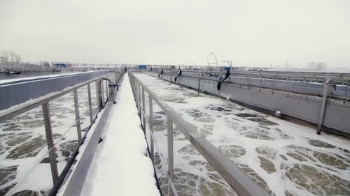 Sewage Treatment Plant Pool with Technological Bridges