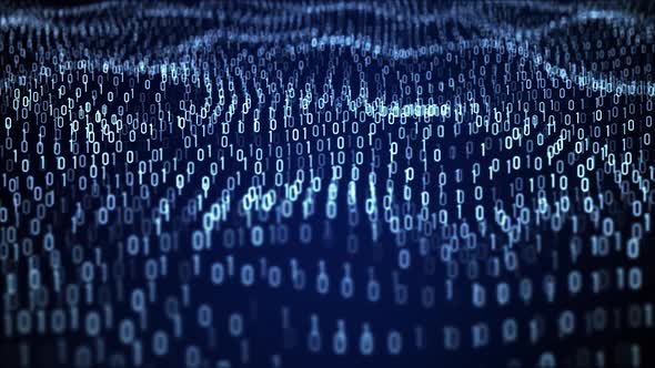 Seamless Looping Abstract Background with Wavy Computer Digital Binary ...