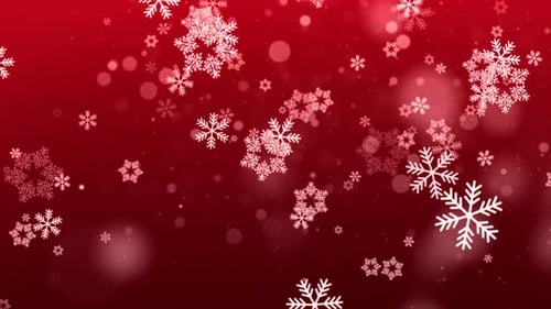 Falling Snowflakes on Red Festive Background