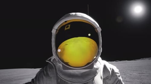 Realistic Astronaut Helmet View on Moon Surface
