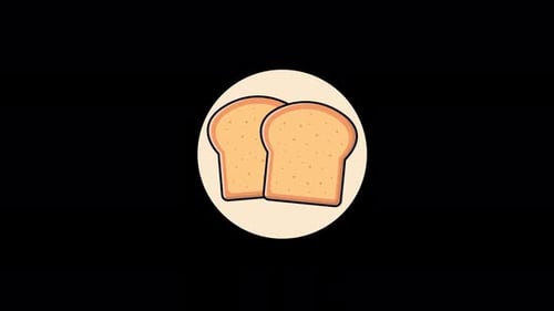 Animated Flat Design Icon of Two Slices of Bread