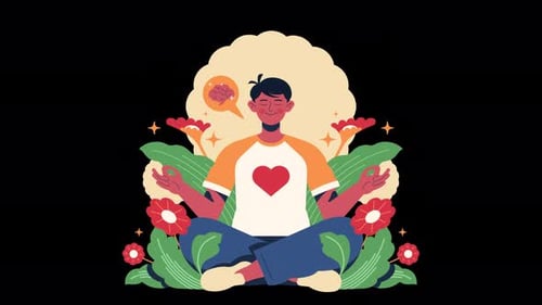 mental health, person meditating yoga, peace of mind, inner peace animation 4k on alpha channel